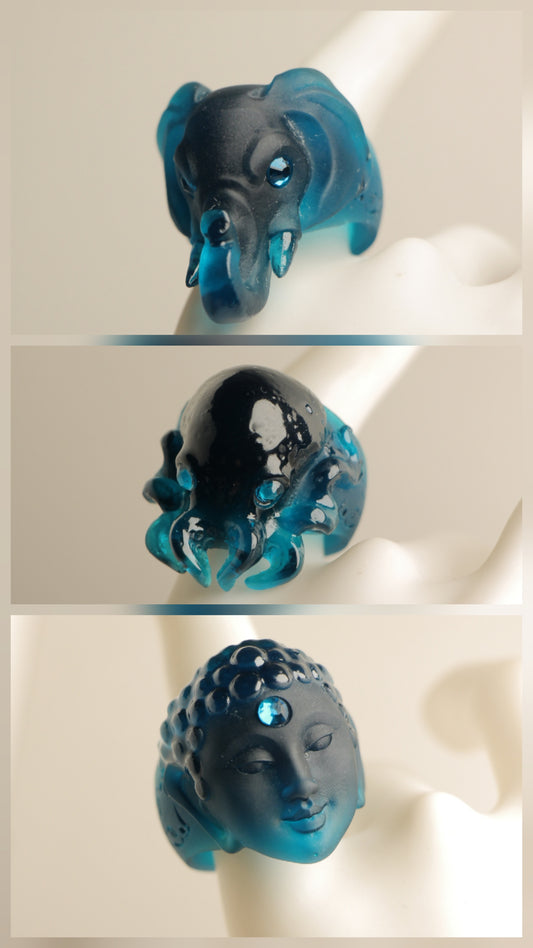 Anillos azul translucido