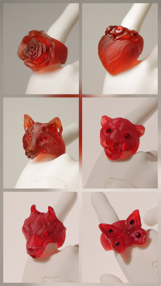 Anillos rojo translucido