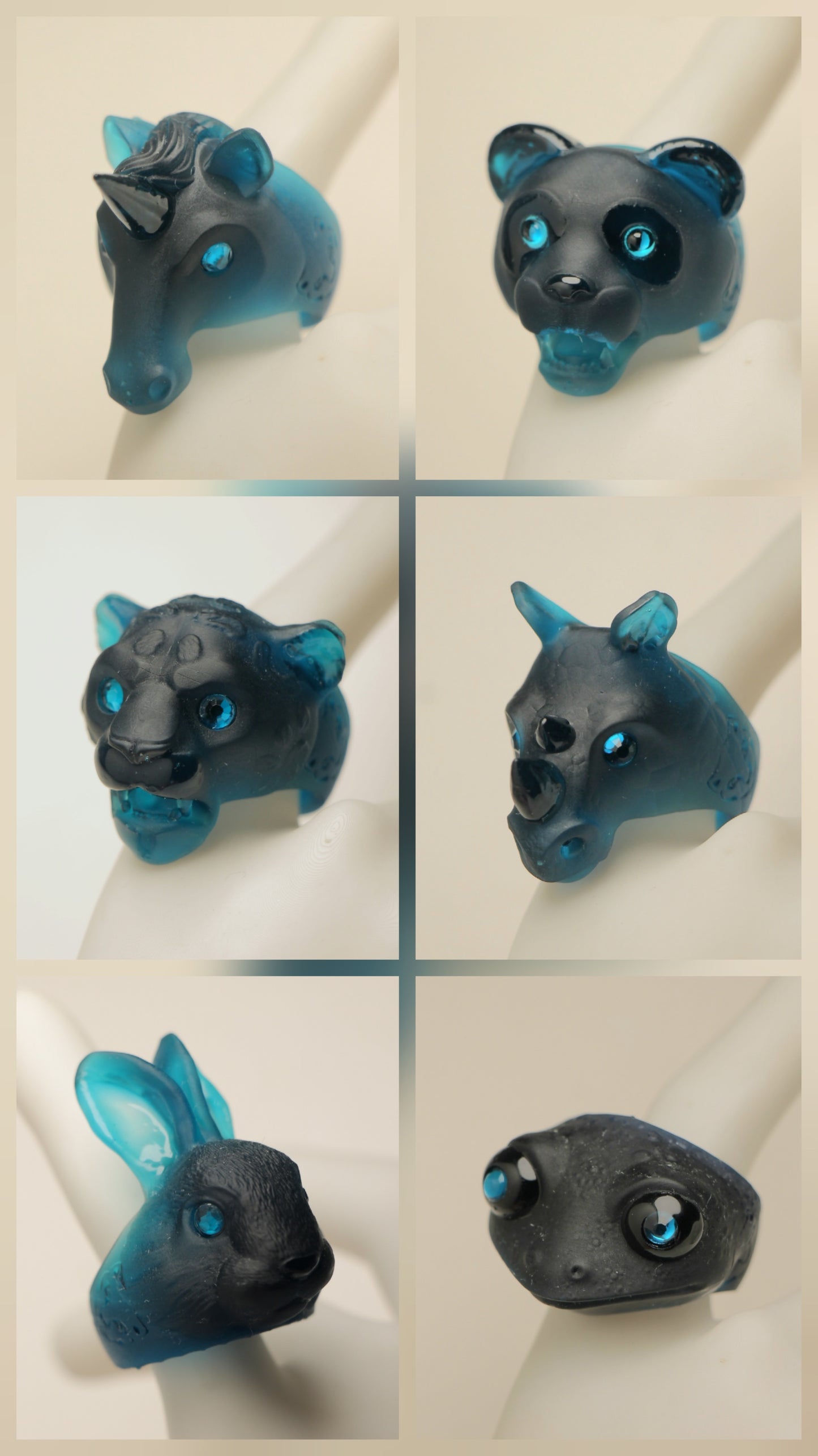 Anillos azul translucido