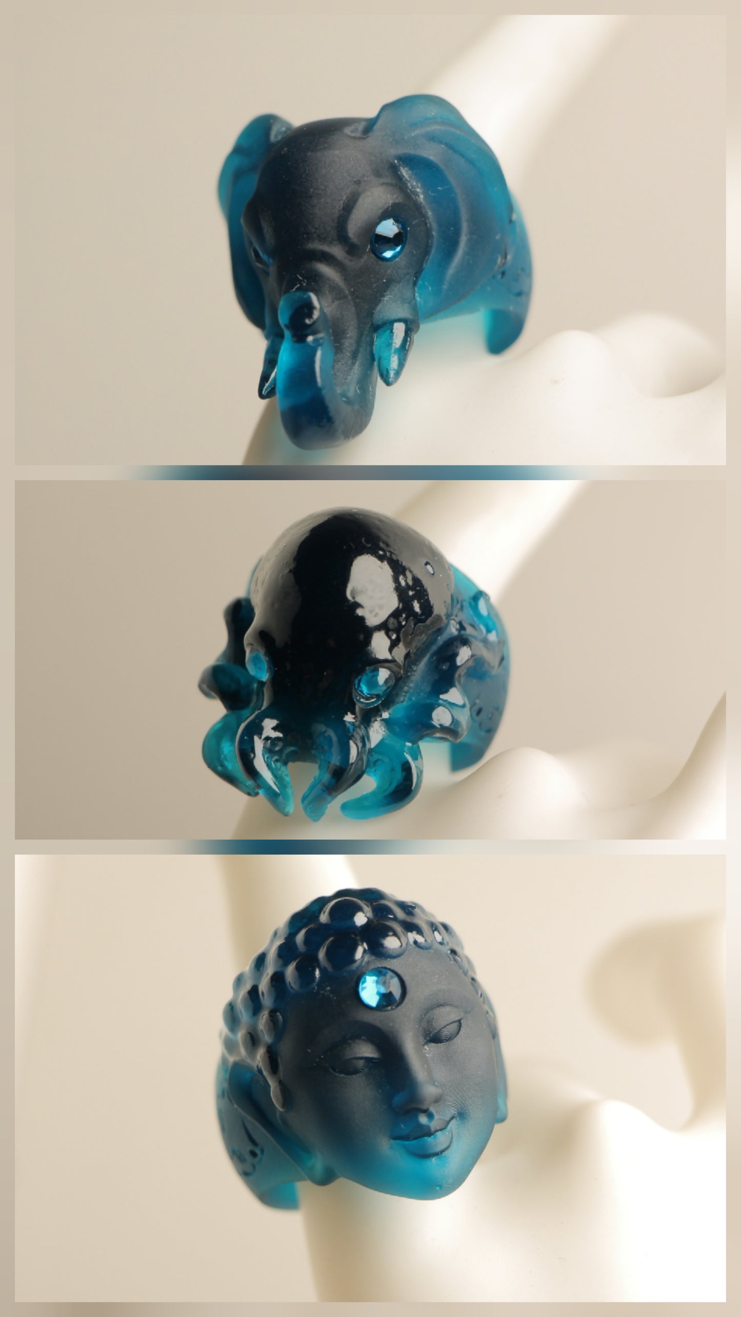 Anillos azul translucido
