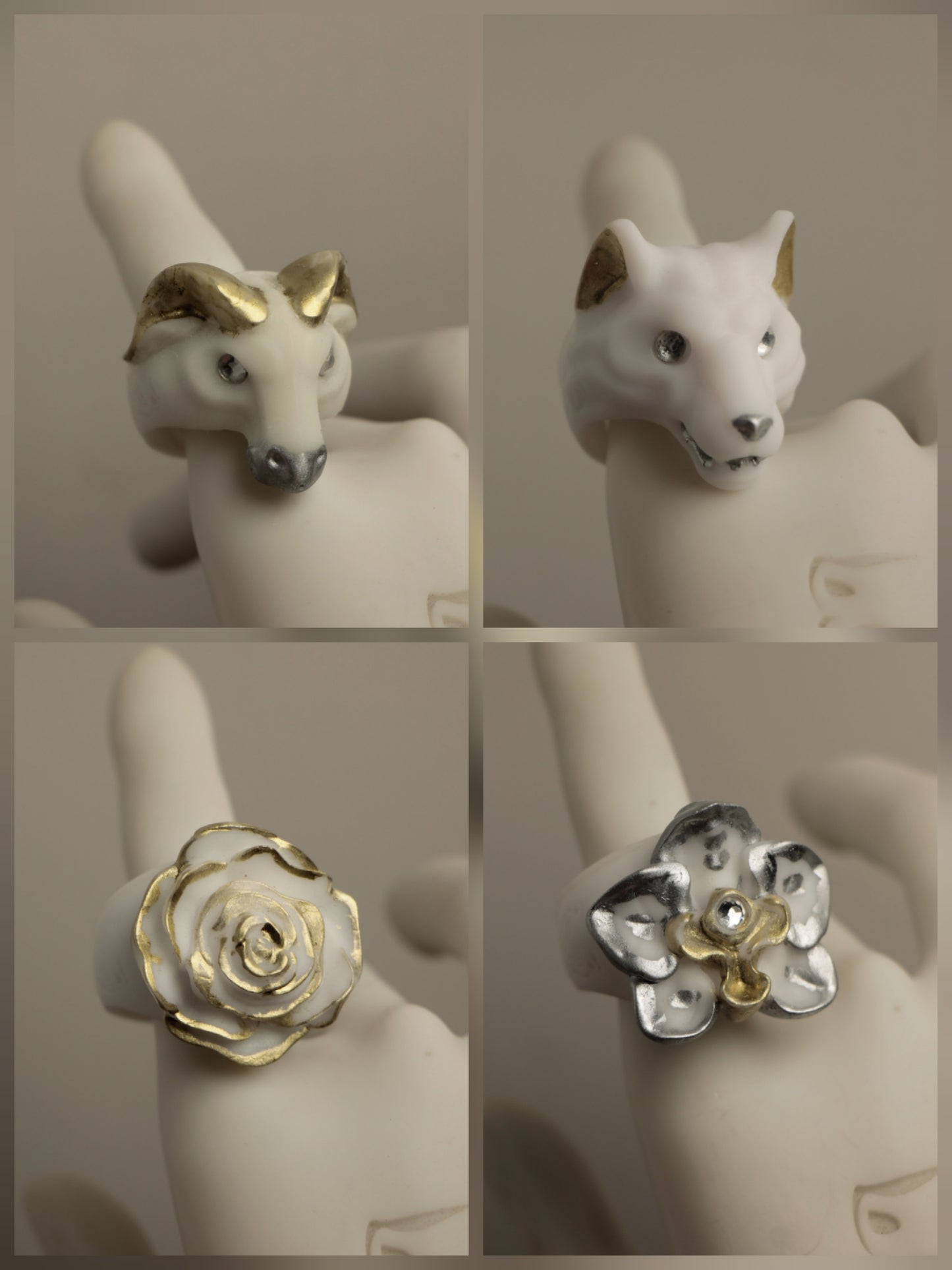 Anillos blanco/Dorado/Plata