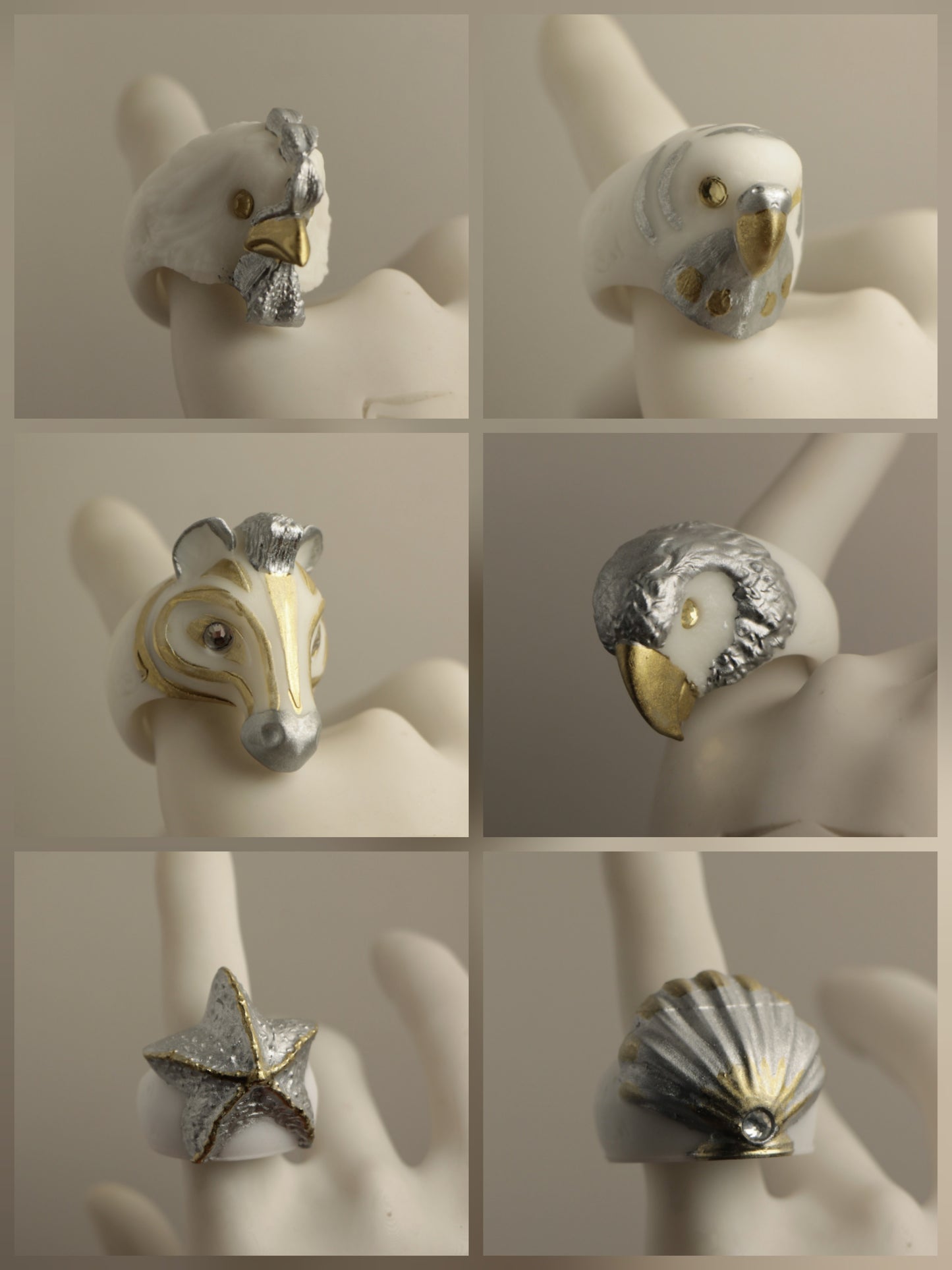 Anillos blanco/Dorado/Plata