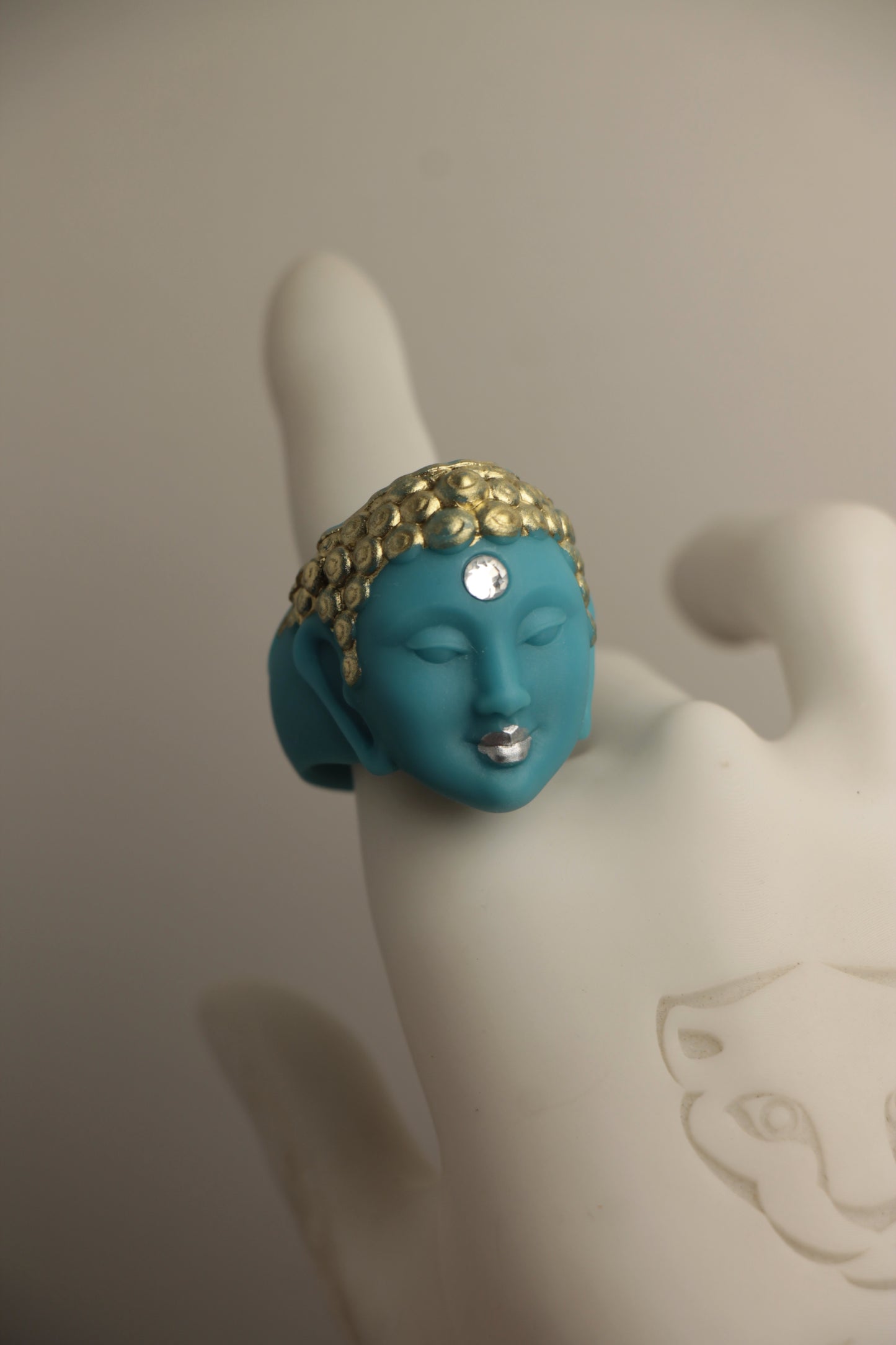 Anillos azul Turquesa con dorado y plateado.