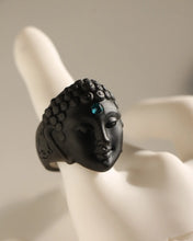 Cargar imagen en el visor de la galería, Anillo Buda negro piedra azul
