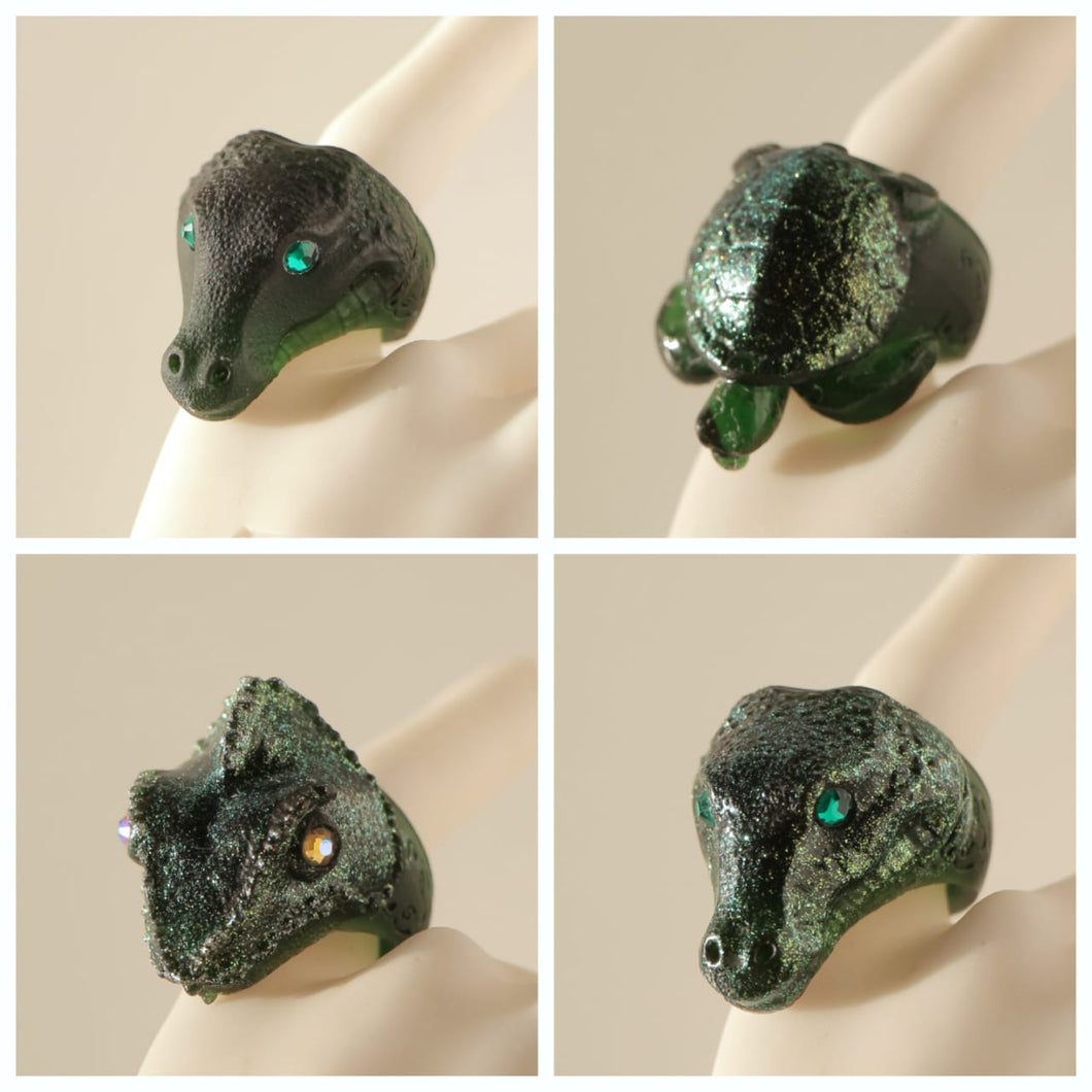 Anillos verde translúcido